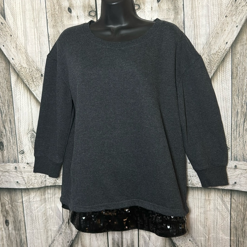 Ariat Heather Dazzle Women's Fleece Lined Sequined Hem Sweater Size Large